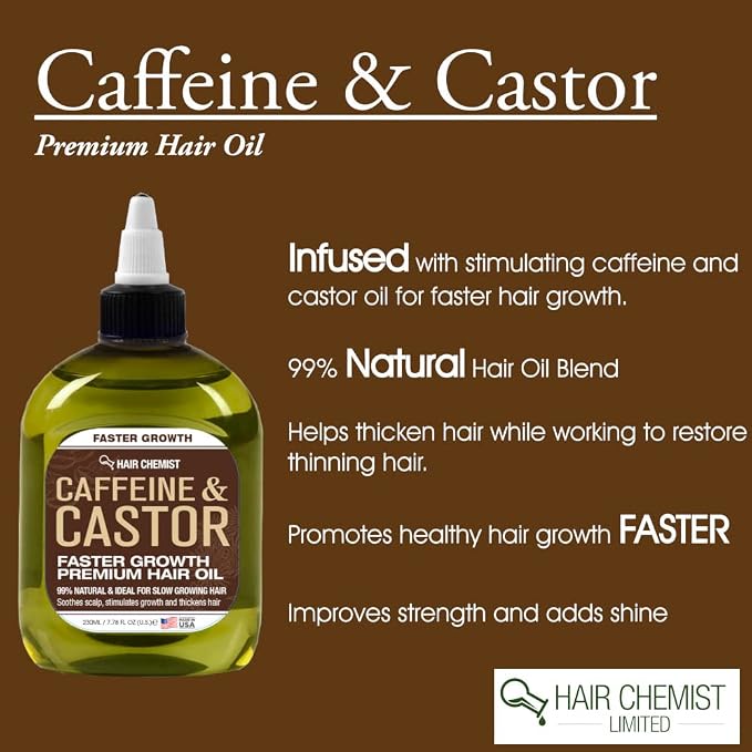 Hair Chemist – Aceite para el Crecimiento Rápido del Cabello con Cafeína y Aceite de Ricino 7,1 oz