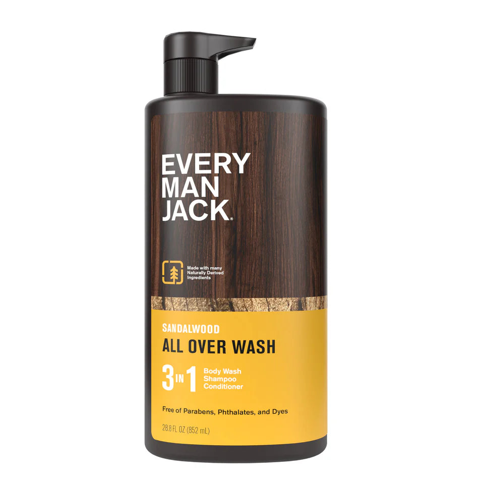 Every Man Jack Sandalwood – Gel Corporal 3-en-1 con Aroma a Madera y Cítricos