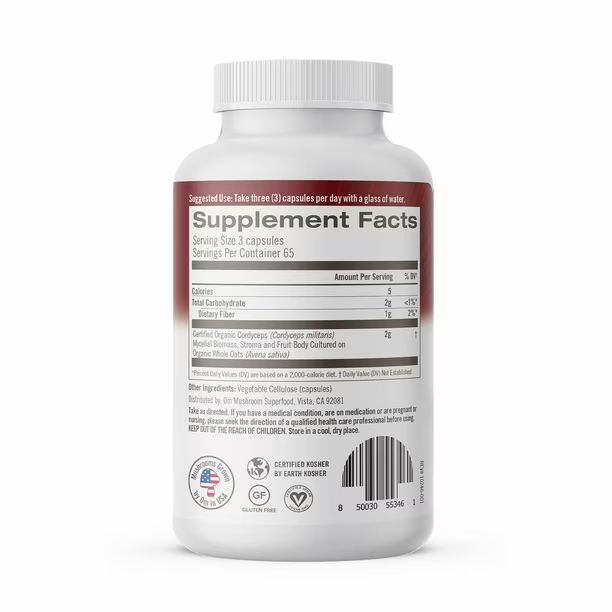 Om Mushroom Superfood Cordyceps – Cápsulas de Hongo Cordyceps 2,000 mg 195 Cápsulas