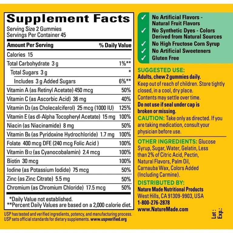Nature Made Multi Gummies – Multivitamínico en Gomitas 90 Gummies