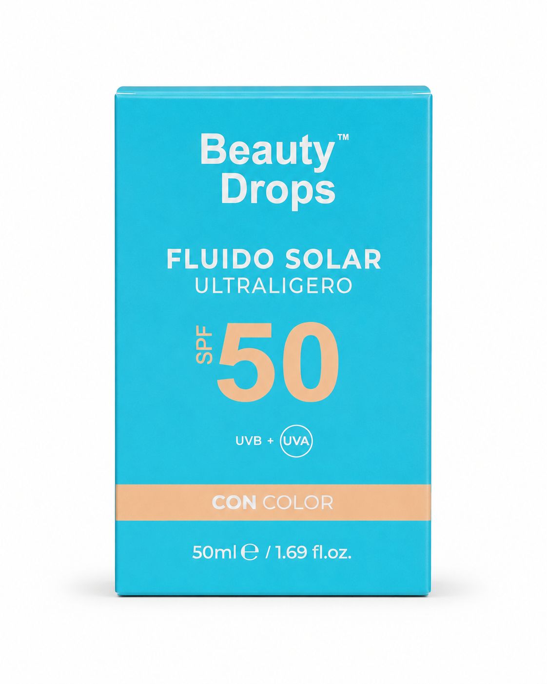 Beauty Drops – Fluido Solar Facial Ultraligero con Color SPF 50, 50 ml