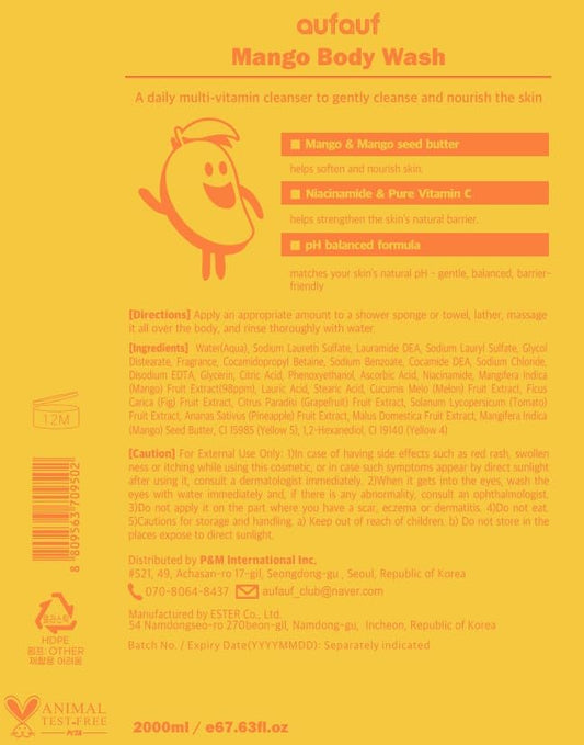 AUF AUF Mango Body Wash – Gel de Ducha con Vitamina C y Niacinamida 2L