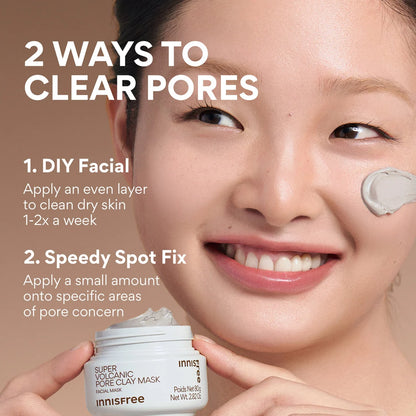 Innisfree Super Volcanic Pore Clay Mask – Mascarilla de Arcilla Volcánica para Limpieza Profunda y Pores Claros