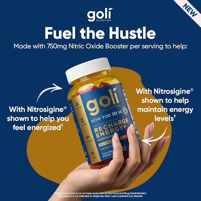 Goli Recharge Energy+ Gummies – Energy Gummies, 60 Count