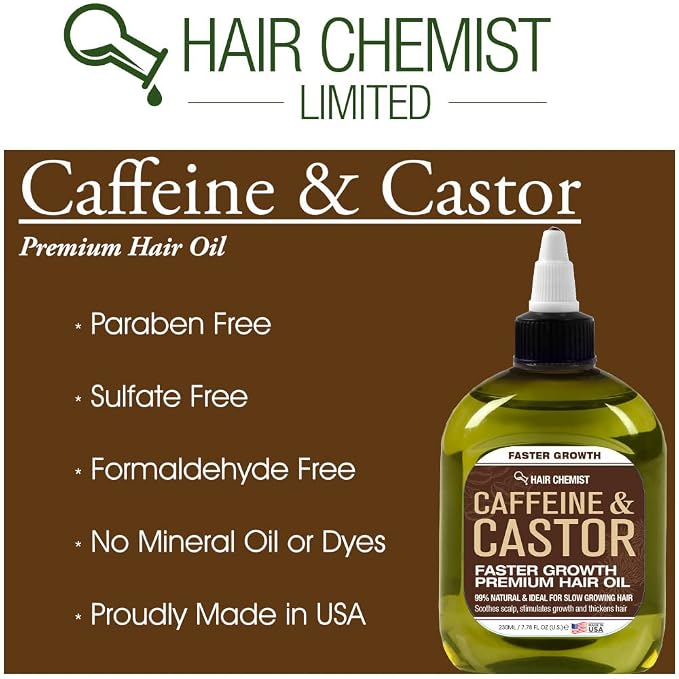 Hair Chemist – Aceite para el Crecimiento Rápido del Cabello con Cafeína y Aceite de Ricino 7,1 oz
