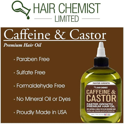 Hair Chemist – Aceite para el Crecimiento Rápido del Cabello con Cafeína y Aceite de Ricino 7,1 oz
