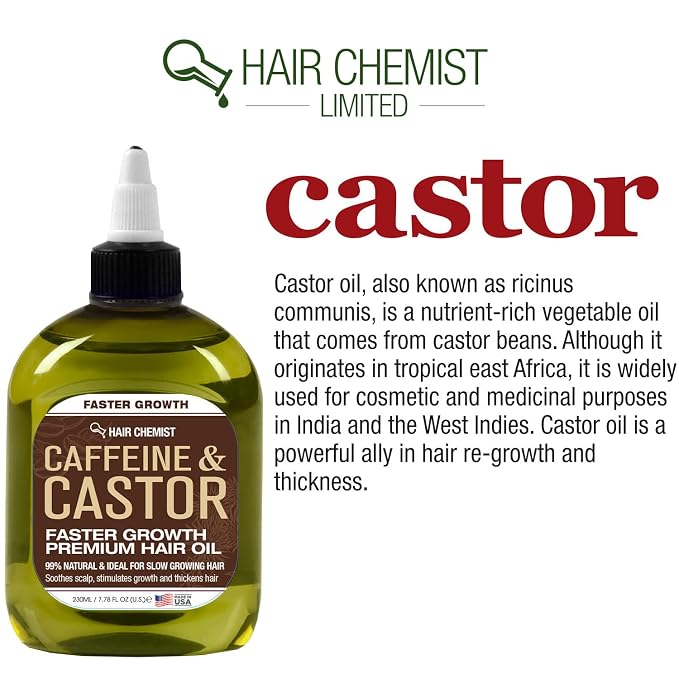 Hair Chemist – Aceite para el Crecimiento Rápido del Cabello con Cafeína y Aceite de Ricino 7,1 oz