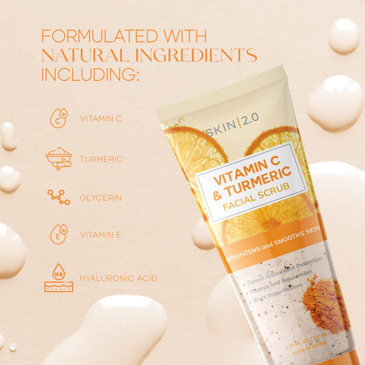 Skin 2.0 Vitamin C & Turmeric Facial Scrub – Brightening Facial Scrub