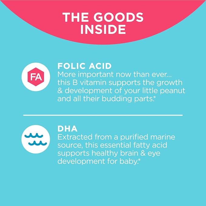 OLLY The Essential Prenatal Multi – Prenatal Gummies with Folic Acid + DHA, 60 Gummies