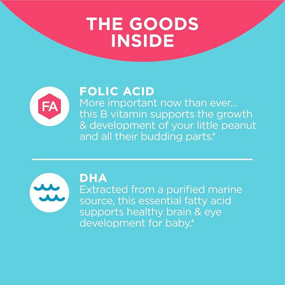 OLLY The Essential Prenatal Multi – Prenatal Gummies with Folic Acid + DHA, 60 Gummies