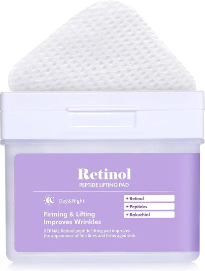 DERMAL Retinol Peptide Lifting Pads – Almohadillas de Cuidado Facial Antiedad 120 Pads