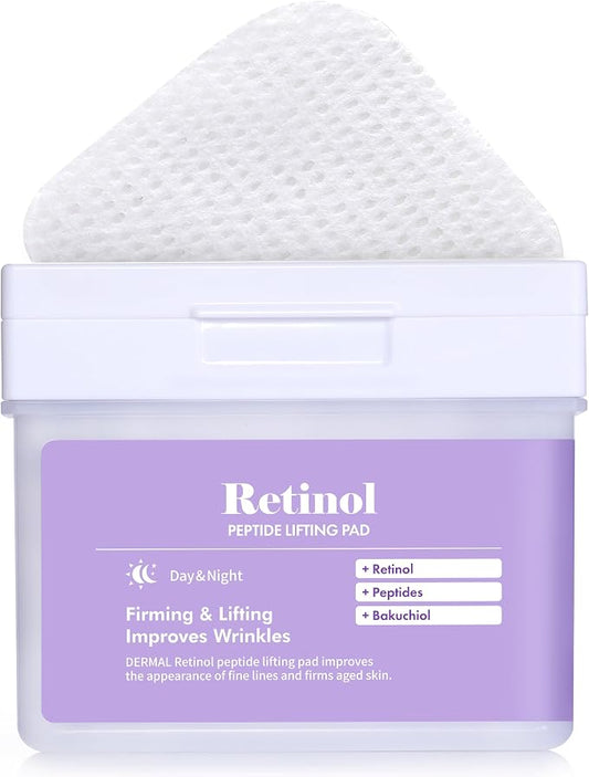 DERMAL Retinol Peptide Lifting Pads – Almohadillas de Cuidado Facial Antiedad 120 Pads