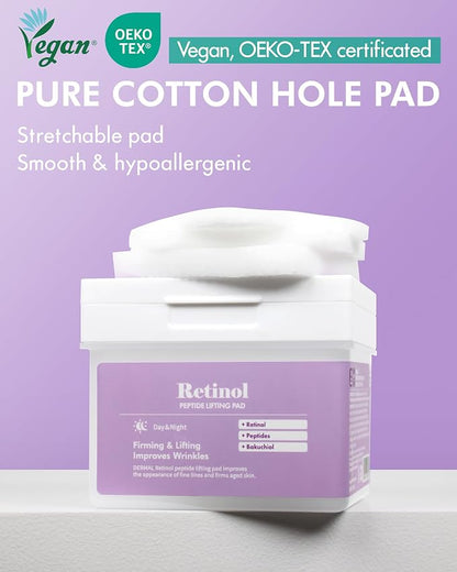 DERMAL Retinol Peptide Lifting Pads – Almohadillas de Cuidado Facial Antiedad 120 Pads