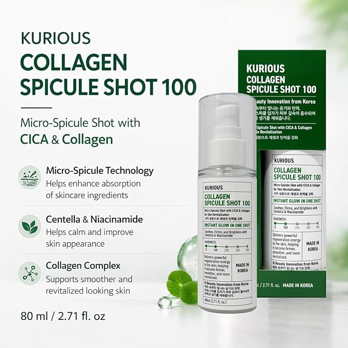 KURIOUS Collagen Spicule Shot 100 Liquid Microneedling Serum,
