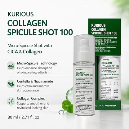 KURIOUS Collagen Spicule Shot 100 Liquid Microneedling Serum,