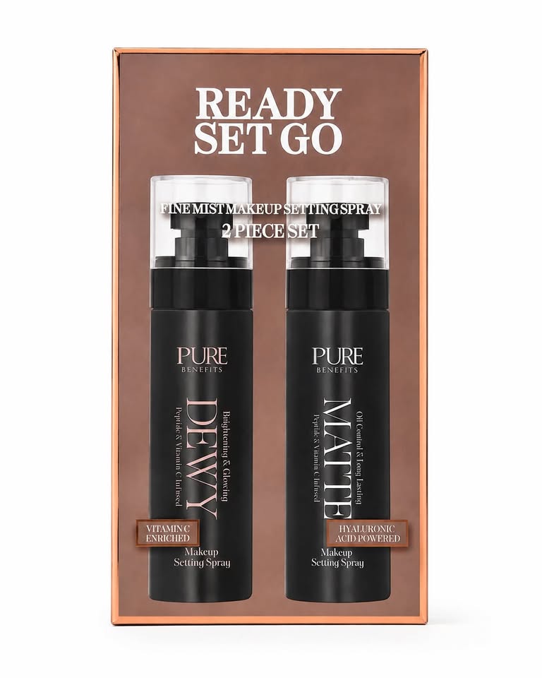 Pure Benefits – Dúo de Sprays Fijadores de Maquillaje Dewy y Matte