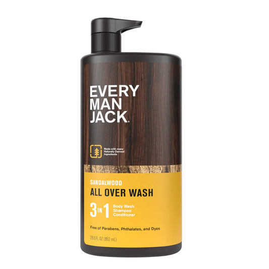 Every Man Jack Sandalwood – Gel Corporal 3-en-1 con Aroma a Madera y Cítricos