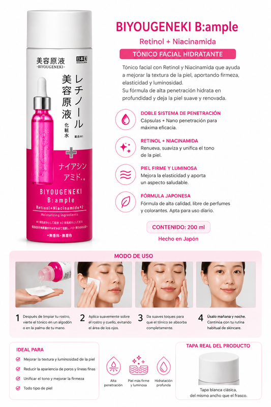 B:ample Tónico Facial – Tónico Facial de Retinol y Niacinamida 185 ml