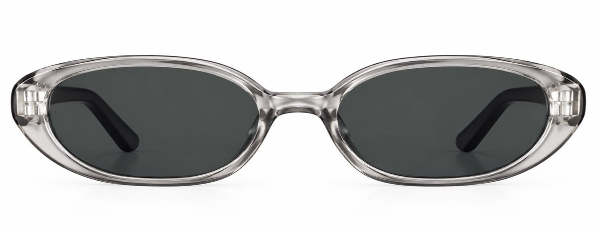 Lentes de Sol Ovalados con Montura Transparente Gris Humo
