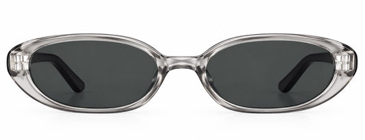Lentes de Sol Ovalados con Montura Transparente Gris Humo