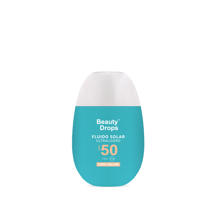 Beauty Drops – Fluido Solar Facial Ultraligero con Color SPF 50, 50 ml
