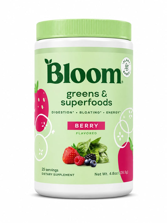 BLOOM NUTRITION Greens and Superfoods Powder – Mezcla de Superalimentos Berry 4.81oz
