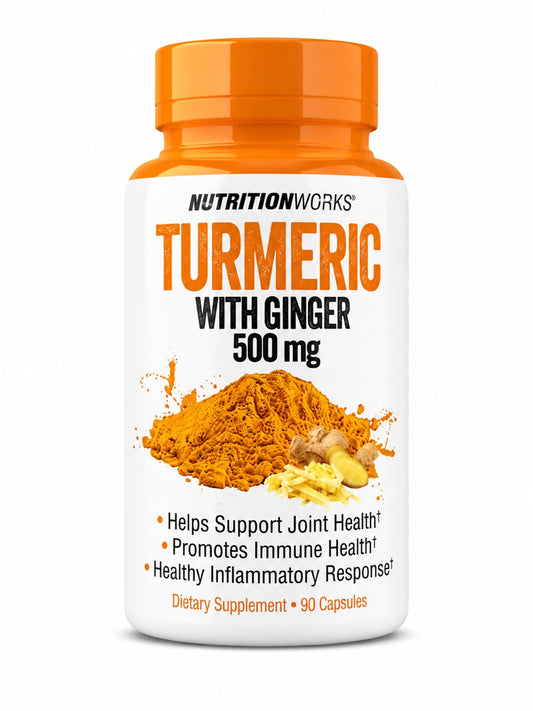 NutritionWorks Cúrcuma con Jengibre – Suplemento Alimenticio 500 mg 90 Cápsulas
