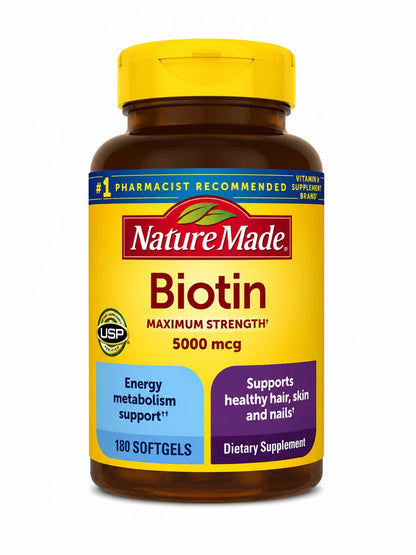Nature Made Biotin Maximum Strength 5000 mcg – 180 Softgels