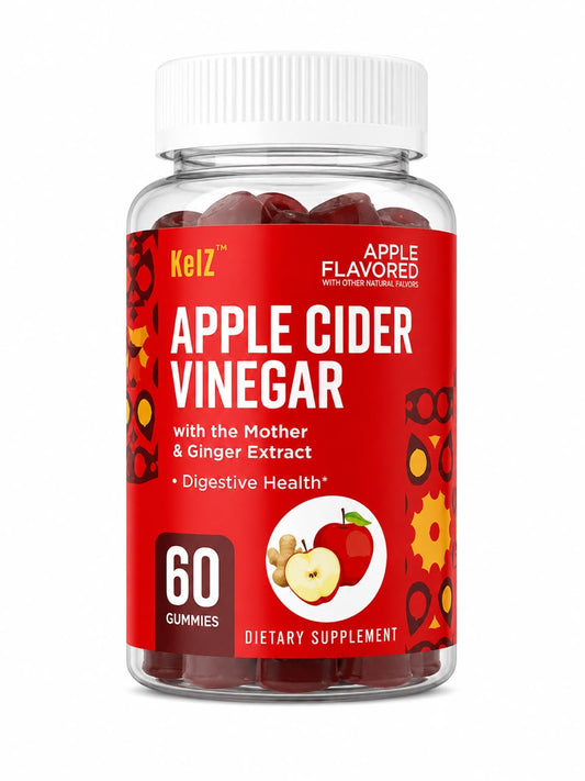 KelZ Apple Cider Vinegar + Ginger – Gomitas de Vinagre de Manzana 60 unidades