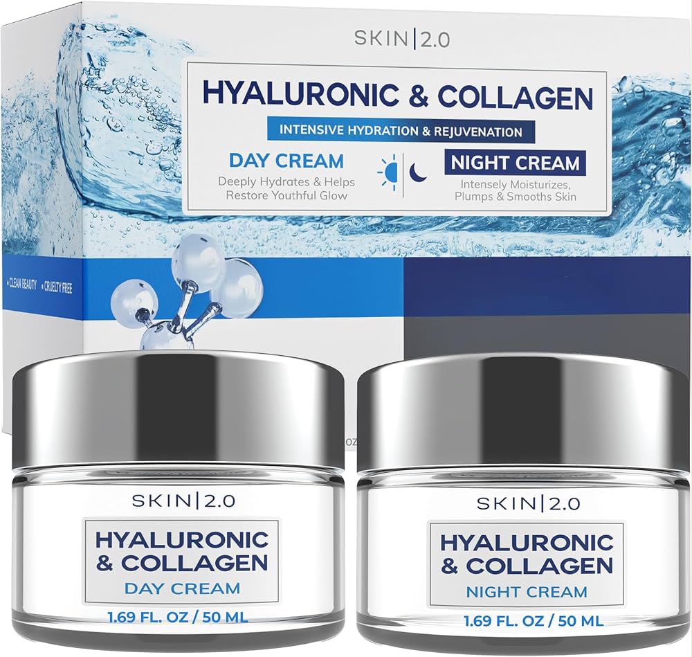 SKIN|2.0 Hyaluronic & Collagen Day & Night Cream – Crema Hidratante Dúo 2 x 50 mL