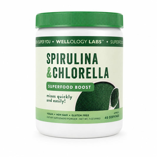 Wellology Labs Spirulina & Chlorella Superfood Boost – Mezcla en Polvo de Espirulina y Chlorella 198 g