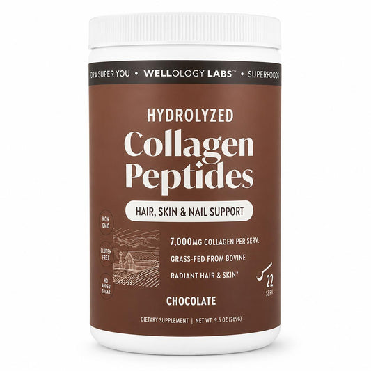 Wellology Labs Colágeno Hidrolizado – Suplemento Alimenticio en Polvo Sabor Chocolate 269 g