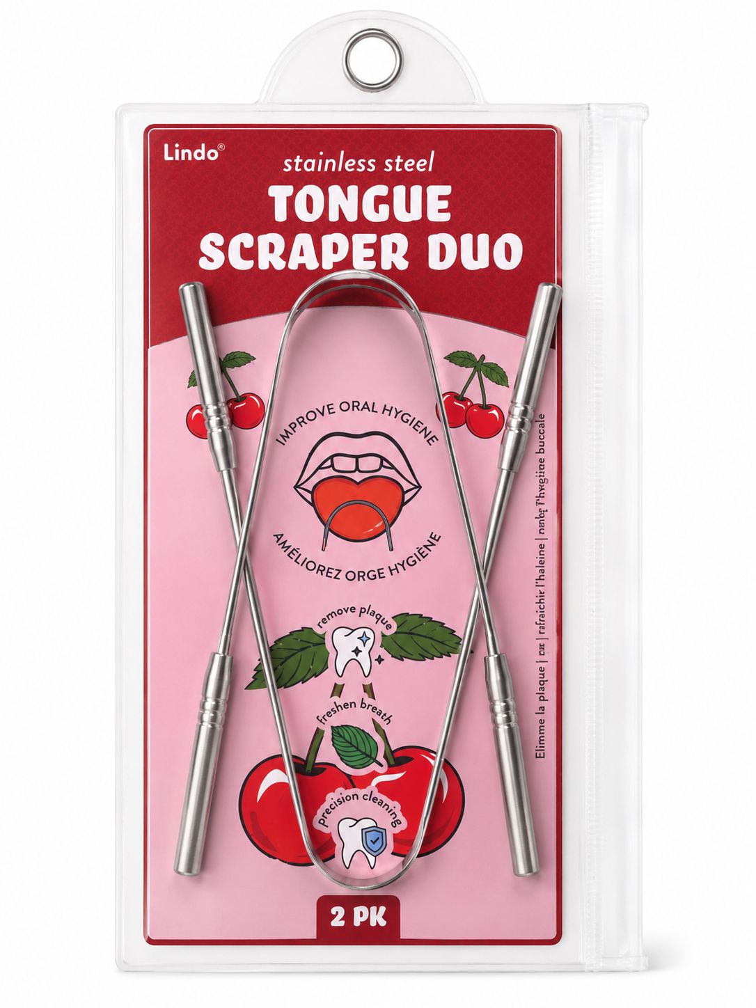 Lindo – Limpiadores de Lengua Dúo Acero Inoxidable 2 Unidades