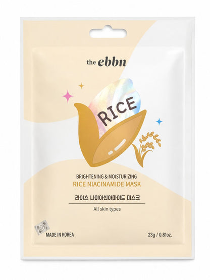 The Ebbn Mascarilla Facial de Arroz – Sheet Mask Iluminadora e Hidratante 23 g