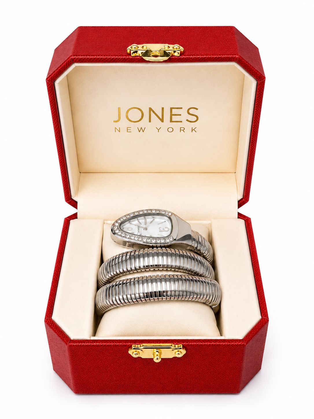 Jones New York – Reloj Brazalete Plateado con Cristales