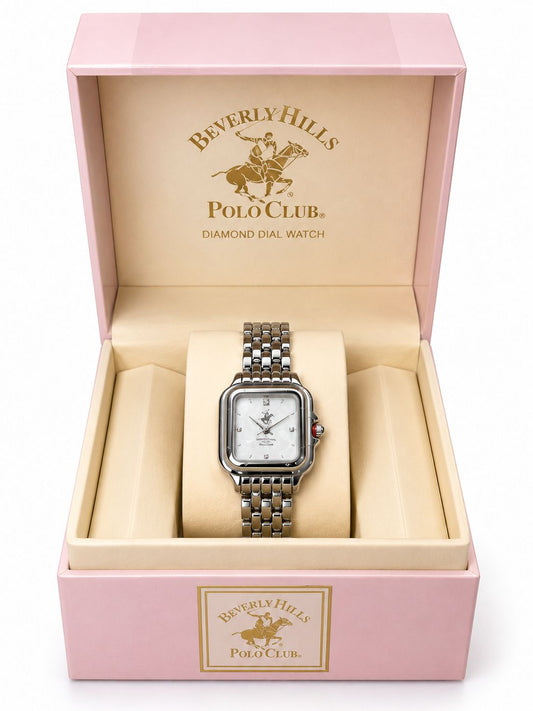 Beverly Hills Polo Club – Reloj de Mujer Plateado con Esfera de Nácar