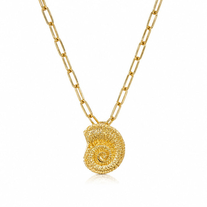 ALORA Collar Dorado – Collar con Dije de Concha Marina en Espiral