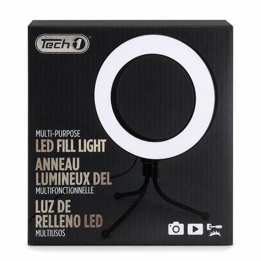 Tech1 – Aro de Luz LED Multiusos Negro con Aro de Luz Blanco