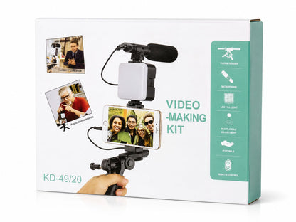 Tech1 – Video-Making Kit KD-49/20 con Micrófono, Luz LED y Trípode