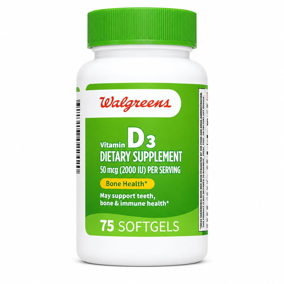 Walgreens Vitamin D3 – Suplemento Dietético 50 mcg 75 Softgels