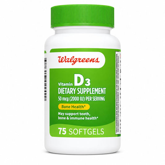 Walgreens Vitamin D3 – Suplemento Dietético 50 mcg 75 Softgels