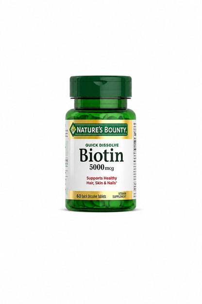 Nature’s Bounty Biotin – Suplemento de Biotina 5000 mcg 60 Tabletas de Disolución Rápida