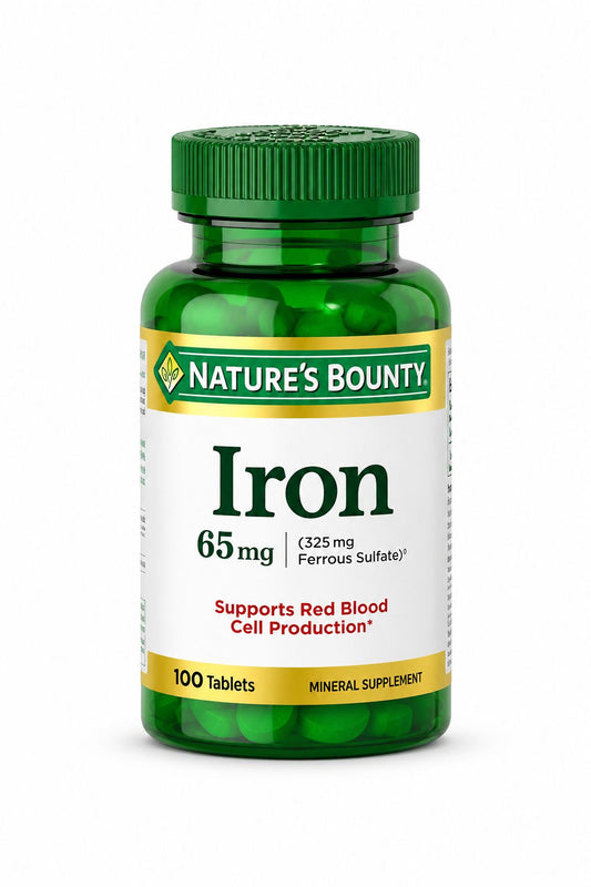 Nature’s Bounty Iron 65 mg – Suplemento Mineral de Hierro 100 Tabletas