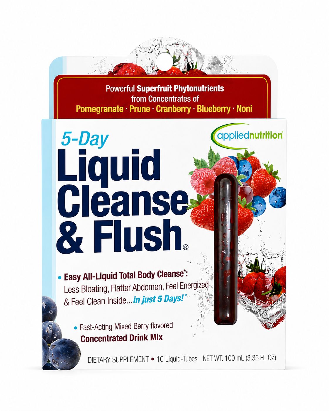 Applied Nutrition 5-Day Liquid Cleanse & Flush – Suplemento Dietético Líquido Sabor Frutos Rojos 100 ml