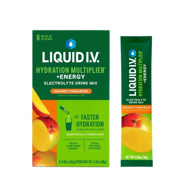 Liquid I.V. Hydration Multiplier +Energy – Mezcla de Electrolitos Sabor Mango Tamarind 6 Sticks