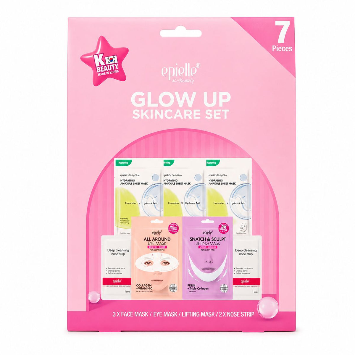 epielle Glow Up Skincare Set – Kit de Mascarillas Coreanas para Cuidado Facial