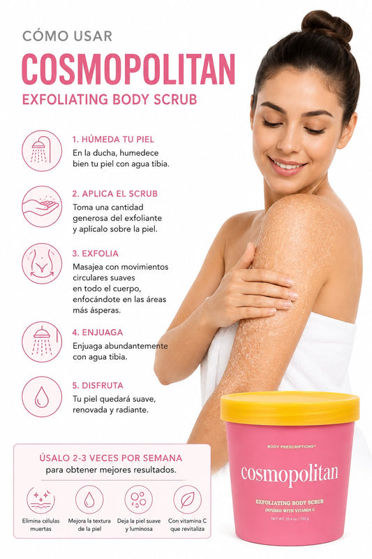 Body Prescriptions Cosmopolitan Exfoliating Body Scrub – Exfoliante Corporal con Vitamina C 720 g