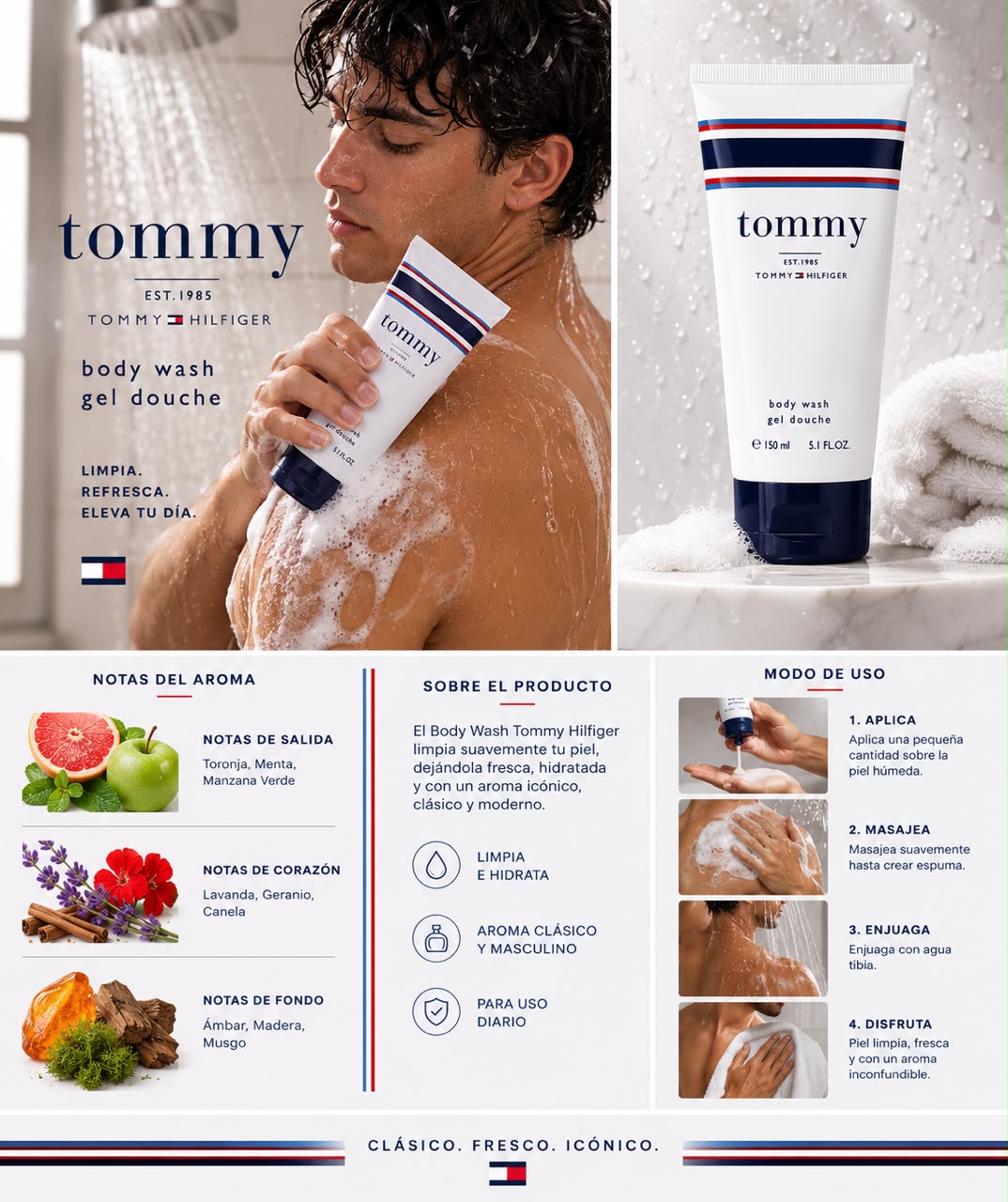 Tommy Hilfiger Tommy Body Wash – Gel de Ducha Corporal Hombre 150 ml
