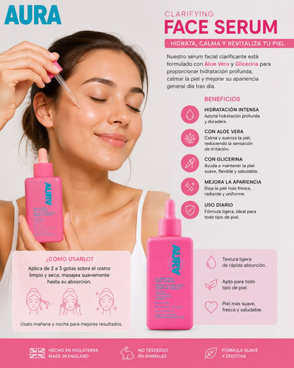 AURA Clarifying Face Serum – Sérum Facial Clarificante con Aloe Vera y Glicerina 100 mL
