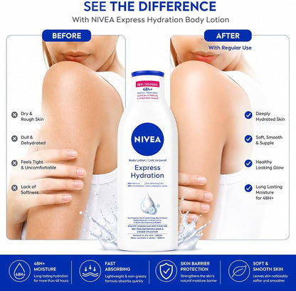 NIVEA – Loción Corporal Hidratante Express Hydration 48H+ 400 ml